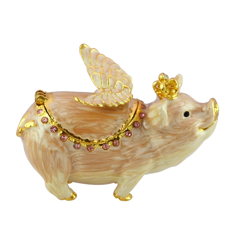 Brass Flying Pig Jewelry Box Decoration Cute Style Home Decor 1