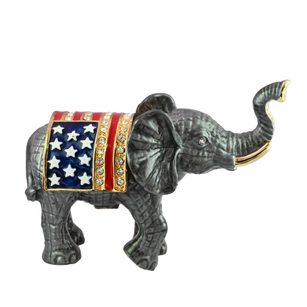 Elegant elephant jewelry national flag pattern sparkling crystal decoration