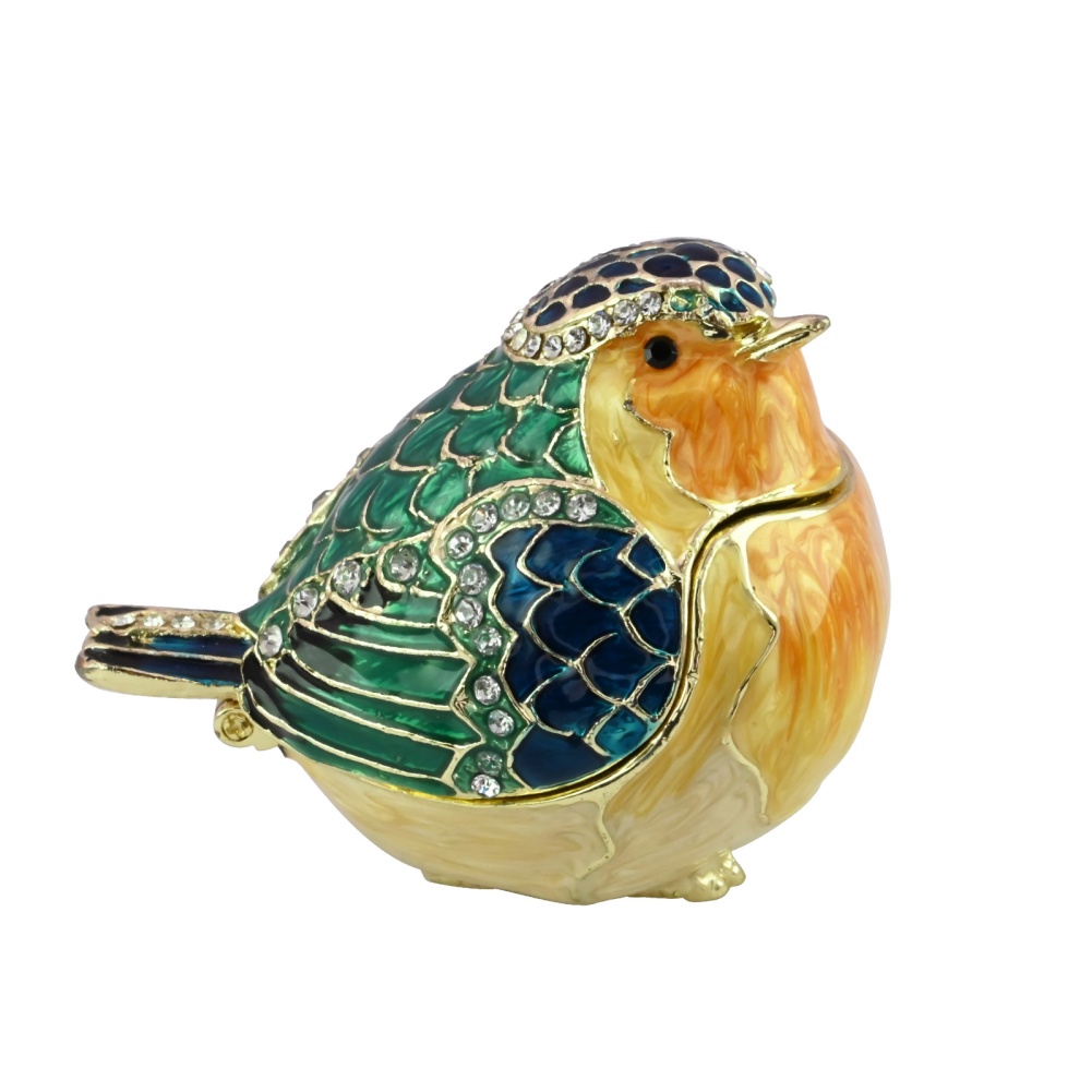 Enamel Colored Bird-Shaped Jewelry Storage Box, Collectible Art Piece, Home Decoration