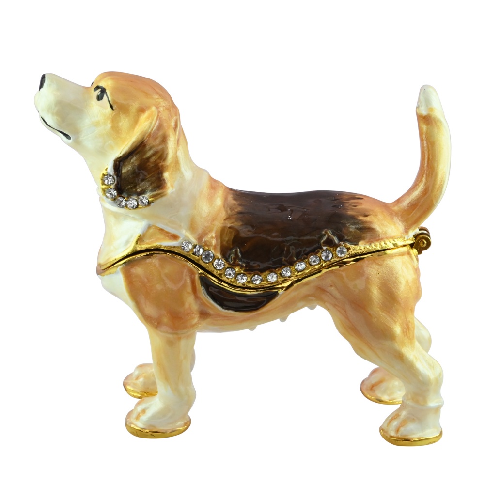 Creative Animal Dog Shape Enamel Jewelry Storage Box Metal Craft Ornament