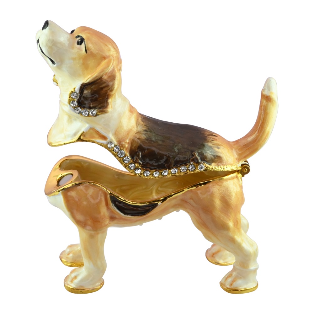 Creative Animal Dog Shape Enamel Jewelry Storage Box Metal Craft Ornament