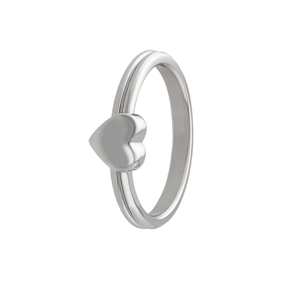 Elegant Heart-Shaped Stainless Steel Ring Simple Couple's Matching Rings Valentine's Day Gift Jewelry