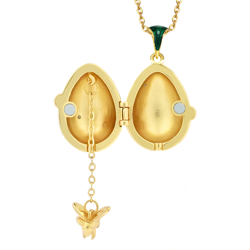 Shining Enamel Easter Egg Star Pattern Pendant Necklace with Wings Charm - Women's Jewelry