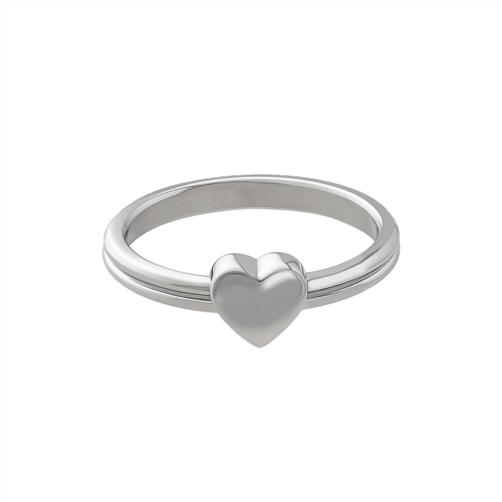 Elegant Heart-Shaped Stainless Steel Ring Simple Couple's Matching Rings Valentine's Day Gift Jewelry