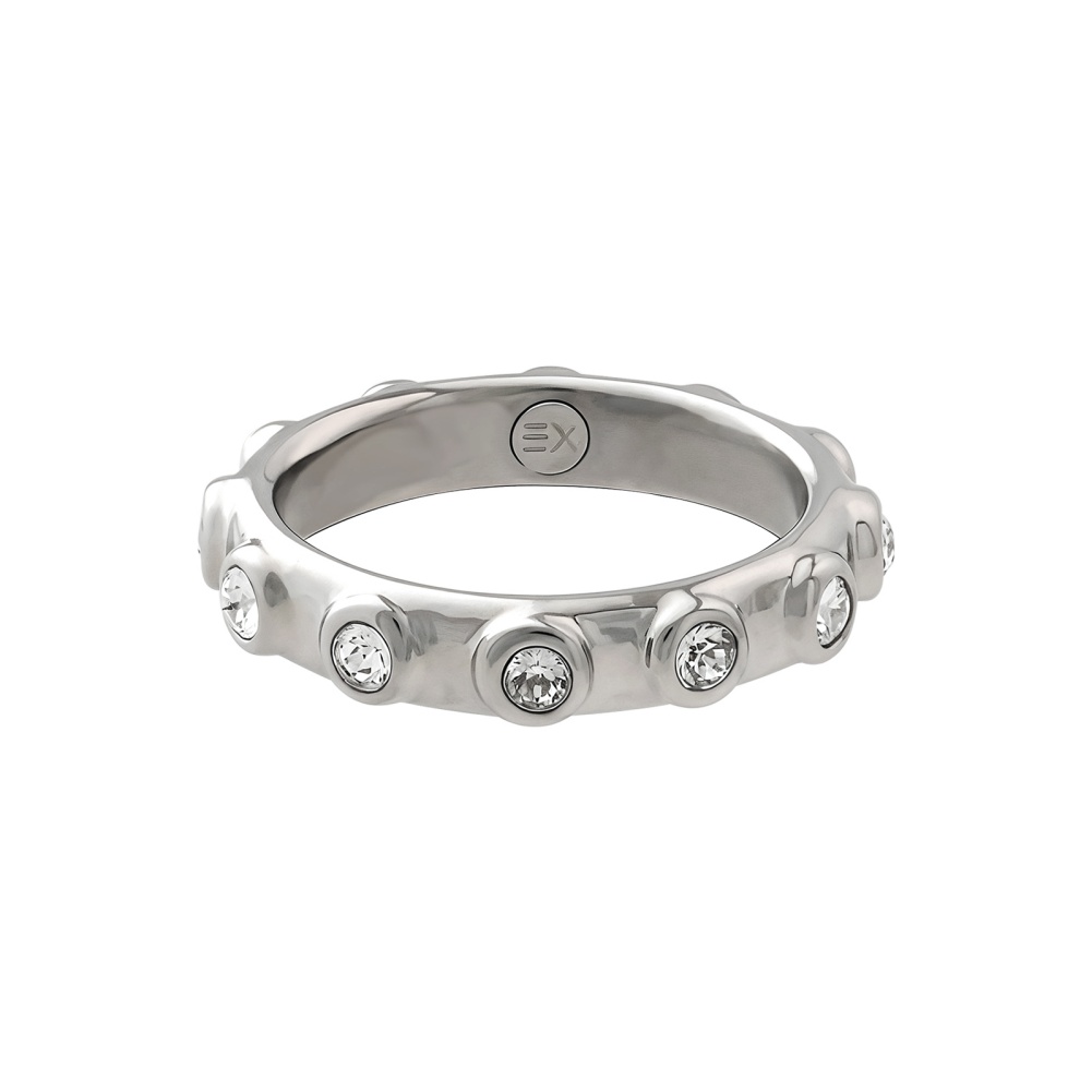 Shining Round Rhinestone Lady's Ring High-Polished Stainless Steel Jewelry Gift