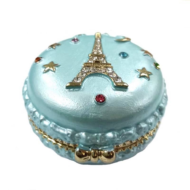 صندوق مجوهرات دائري جميل ورخيص من برج إيفل والقمر المعدني (3)