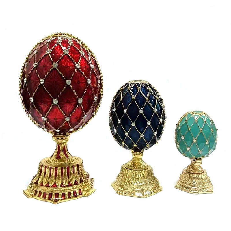 Metallikristalli tekojalokivi Faberge Egg -korulaatikko muistorasia01 (9)