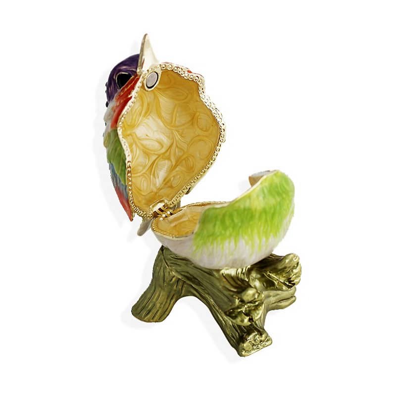 Novo navrhnutá jedinečná smaltovaná drahokamu milovníci vtákov kovová šperkovnica a krabička na drobnosti na darčeky (5)