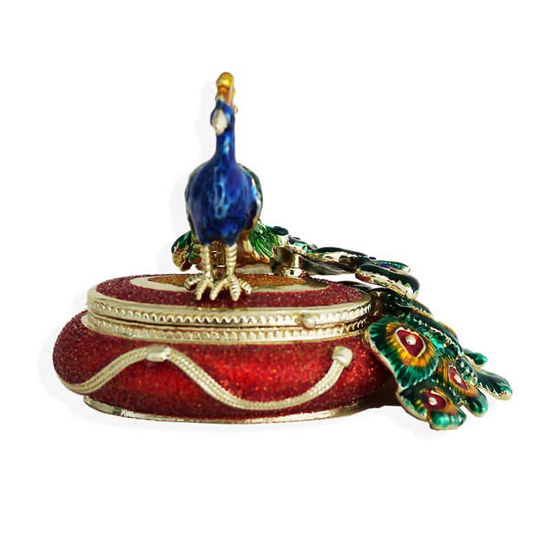Vintage Style Peacock Ornament Box Emalje Peacock Trinket Box (6)