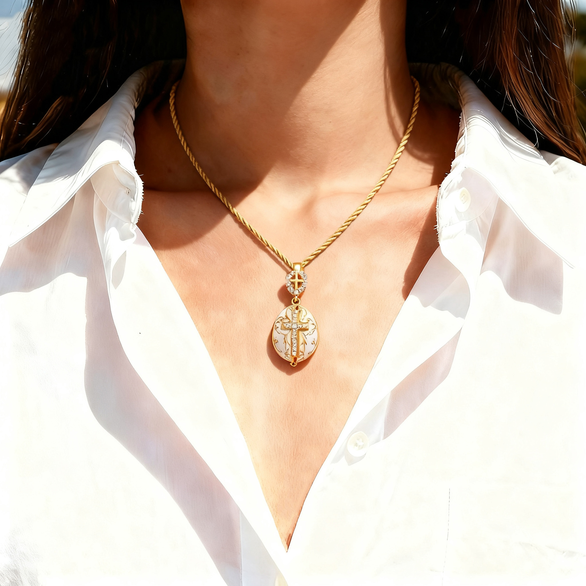 Wearing the Maria necklace