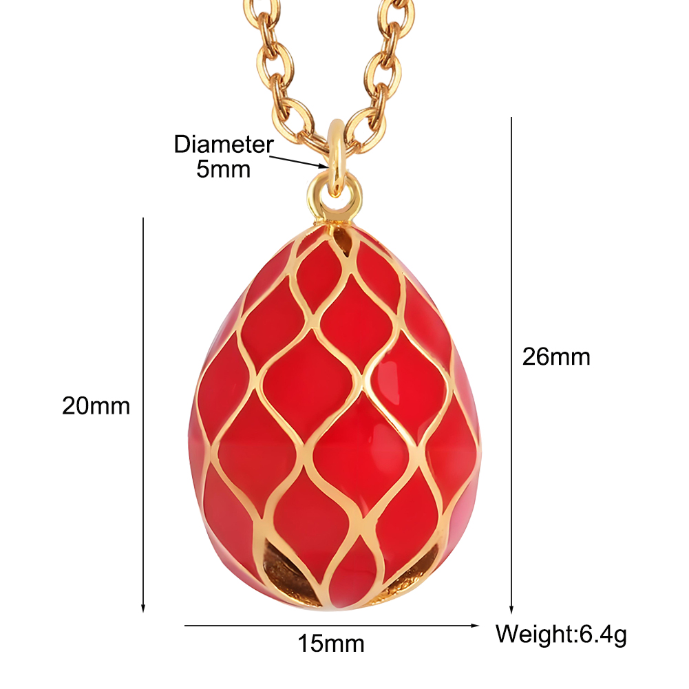 Lucky Easter striped dripping oil colored egg pendant enamel necklace accessory piece Fashion Jewelry for Women Gift