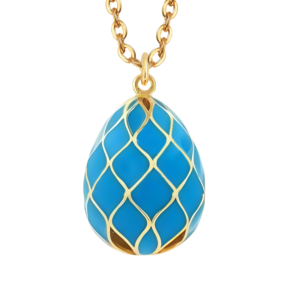 Lucky Easter striped dripping oil colored egg pendant enamel necklace accessory piece Fashion Jewelry for Women Gift