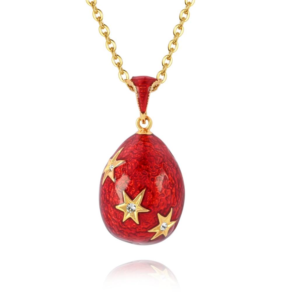 2025 Easter Star Pendant Necklace for Women - Handmade Enamel Charm with Crystal Rhinestones, Vintage Holiday Gift Jewelry