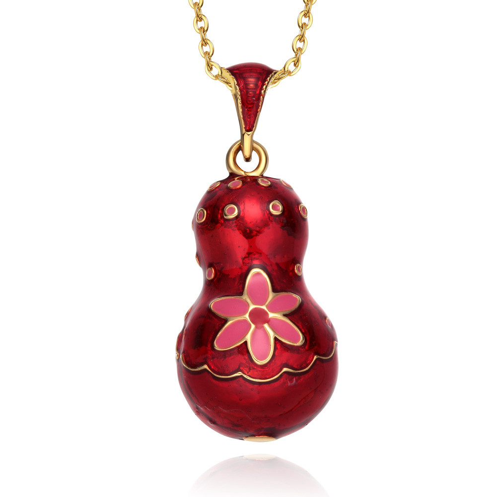 CuteHandmade Enamel Nesting Doll Necklace – Easter Egg Pendant Jewelry Gift for Women