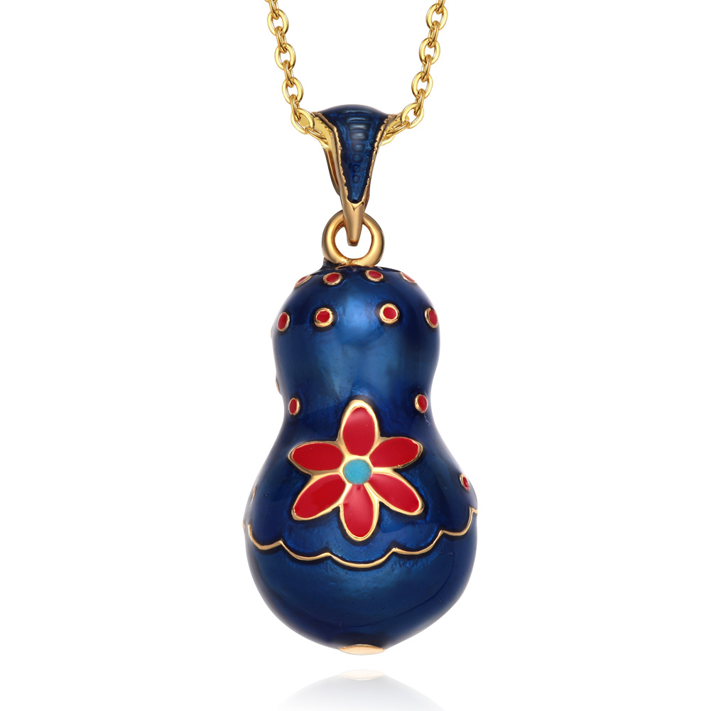 CuteHandmade Enamel Nesting Doll Necklace – Easter Egg Pendant Jewelry Gift for Women