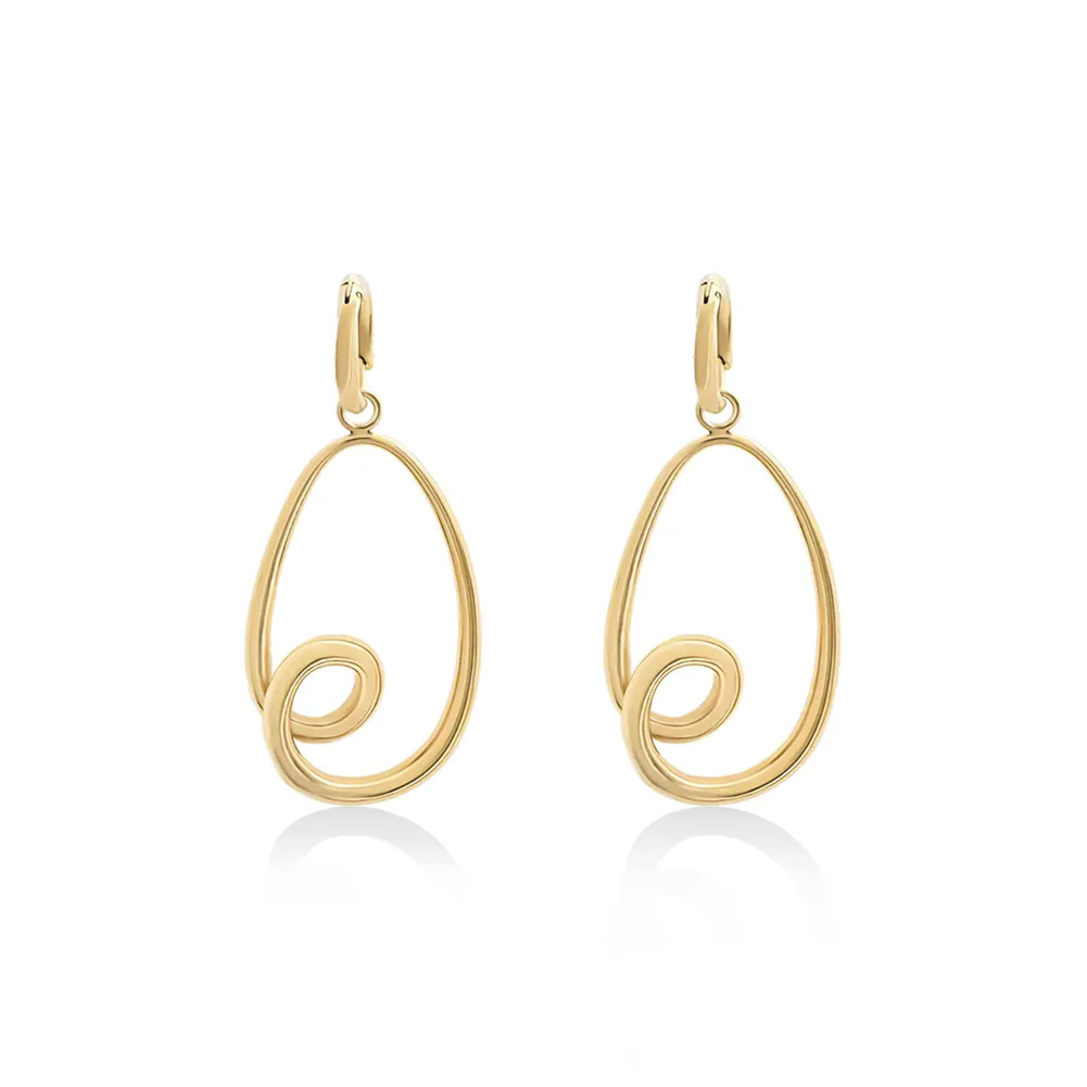 2025 Simple gold spiral drop earrings， Stylish and Best-selling Explosive Accessory Set