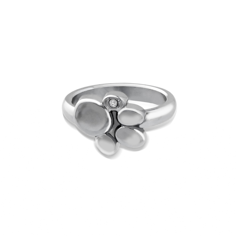 Cute Cat Claw Pattern Stainless Steel Ring with Sparkling Rhinestones - Perfect Gift for Women