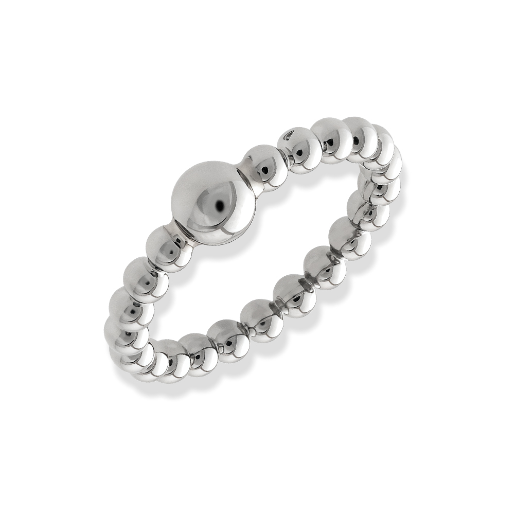 Stainless Steel Minimalist Round Bead Ring, Ladies' Fashionable Glossy Metal Ring, Daily Versatile Accessory