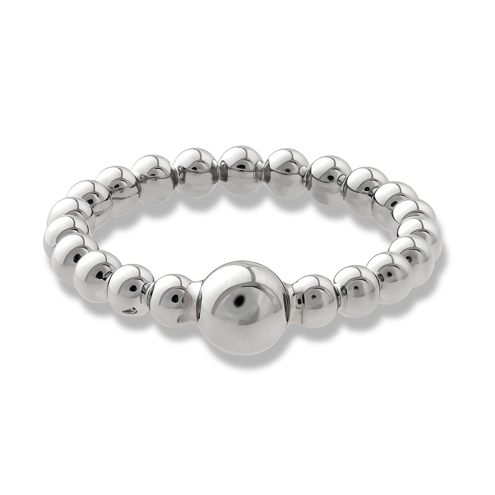 Stainless Steel Minimalist Round Bead Ring, Ladies' Fashionable Glossy Metal Ring, Daily Versatile Accessory