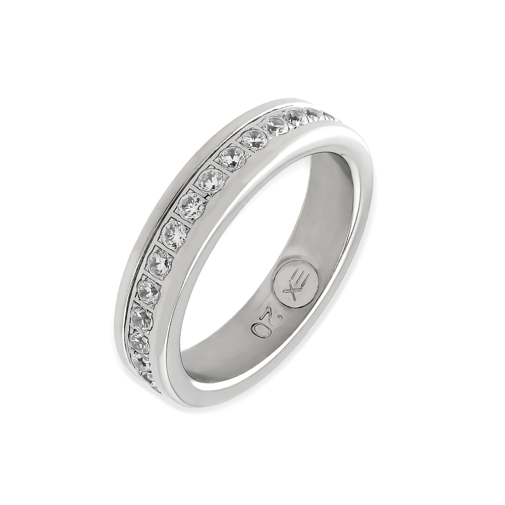 Stainless Steel Oxidized Cubic Zirconia Ring For Women's Daily Wear, Sparkling Jewelry