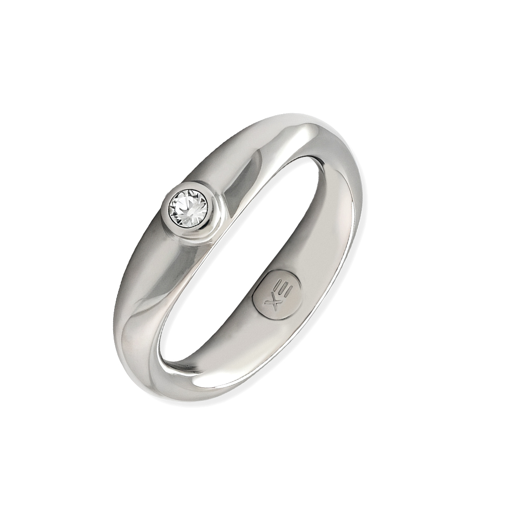 Silver Stainless Steel Ring with Elegant Cubic Zirconia Oxidized Ring for Daily Wear Jewelry