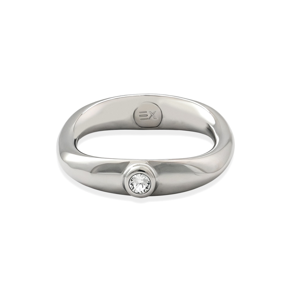 Silver Stainless Steel Ring with Elegant Cubic Zirconia Oxidized Ring for Daily Wear Jewelry