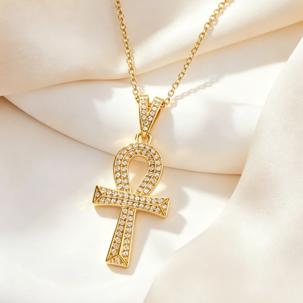 Anka Cross Diamond Necklace