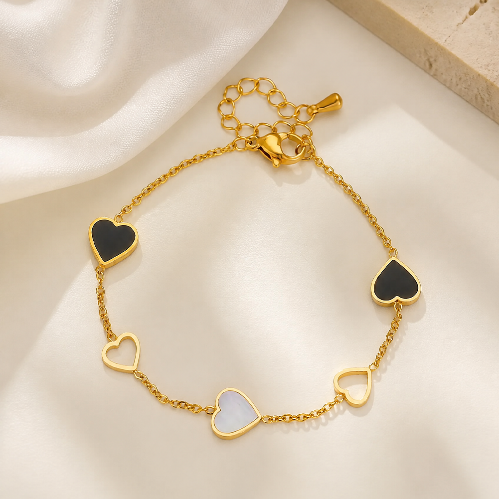 Black White Contrast Heart Bracelet
