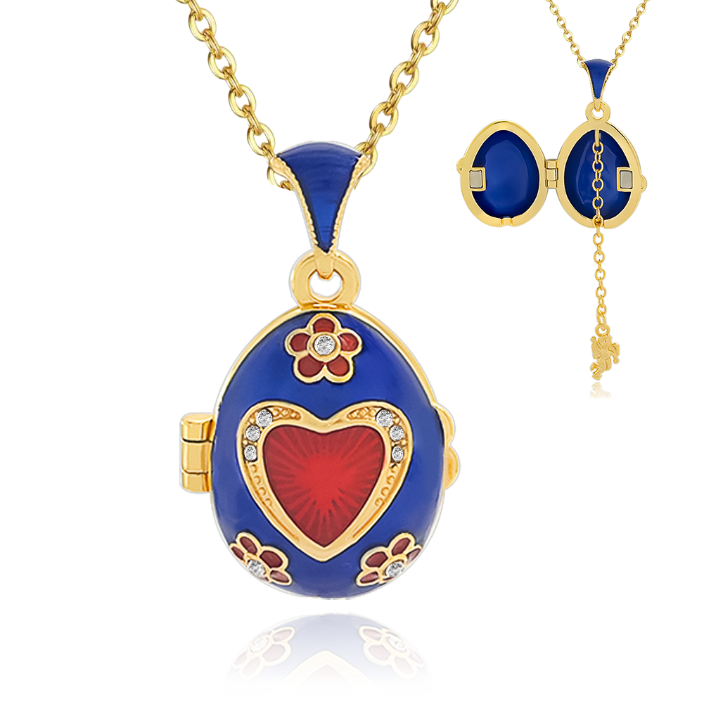 Blue Faberge Egg Pendant