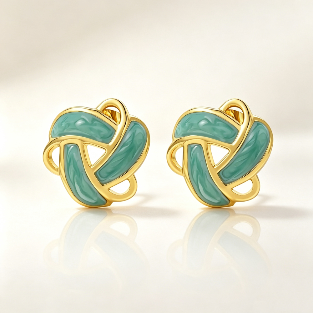 Blue green enamel earrings