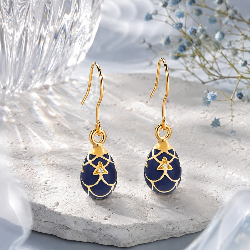 Blue patterned earrings