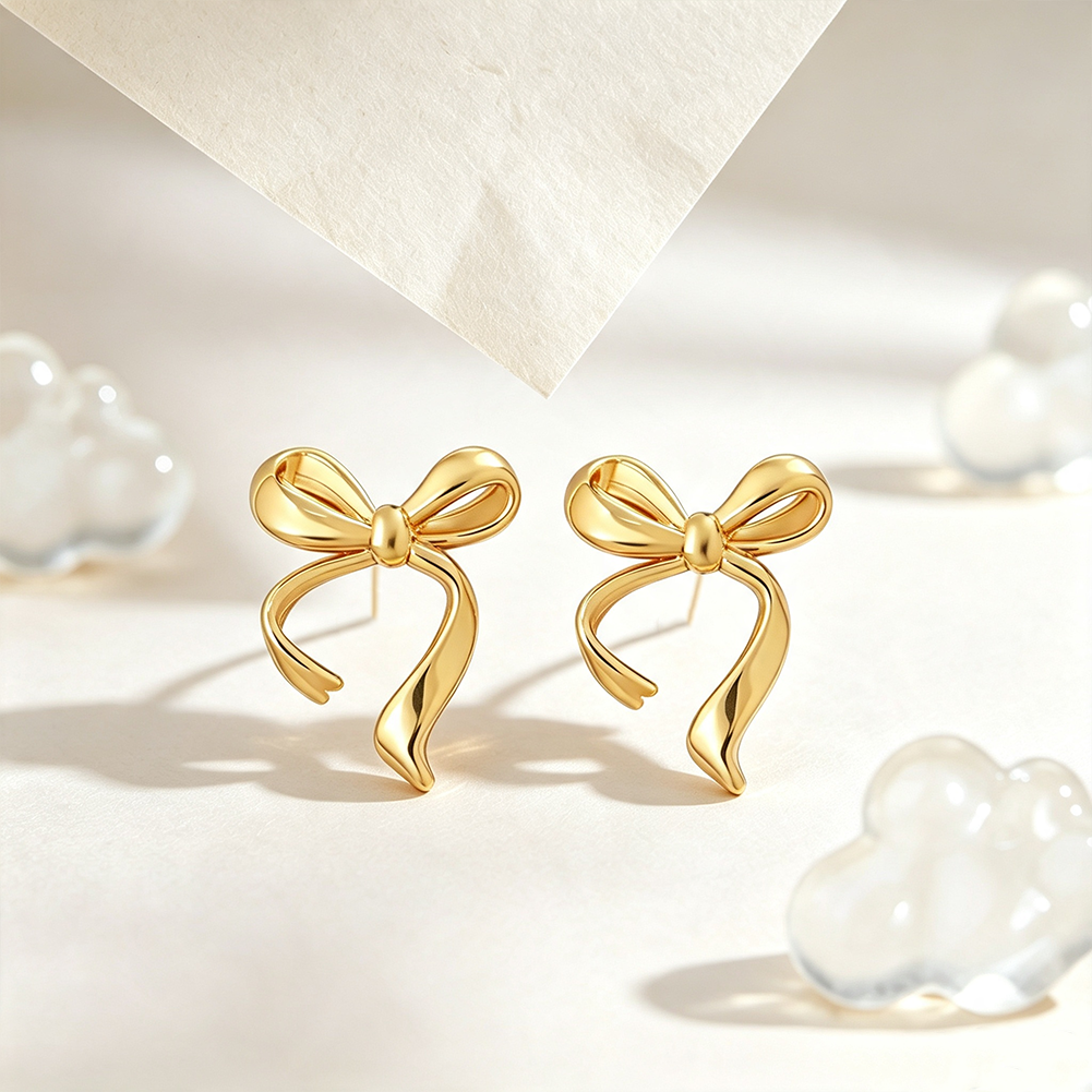 Bow Ribbon Stud Earrings