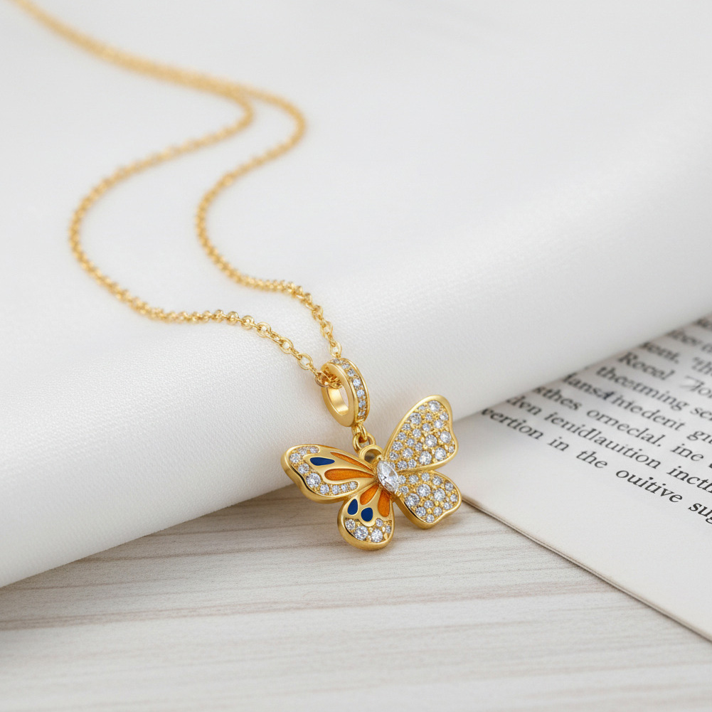 Butterfly diamond necklace display picture