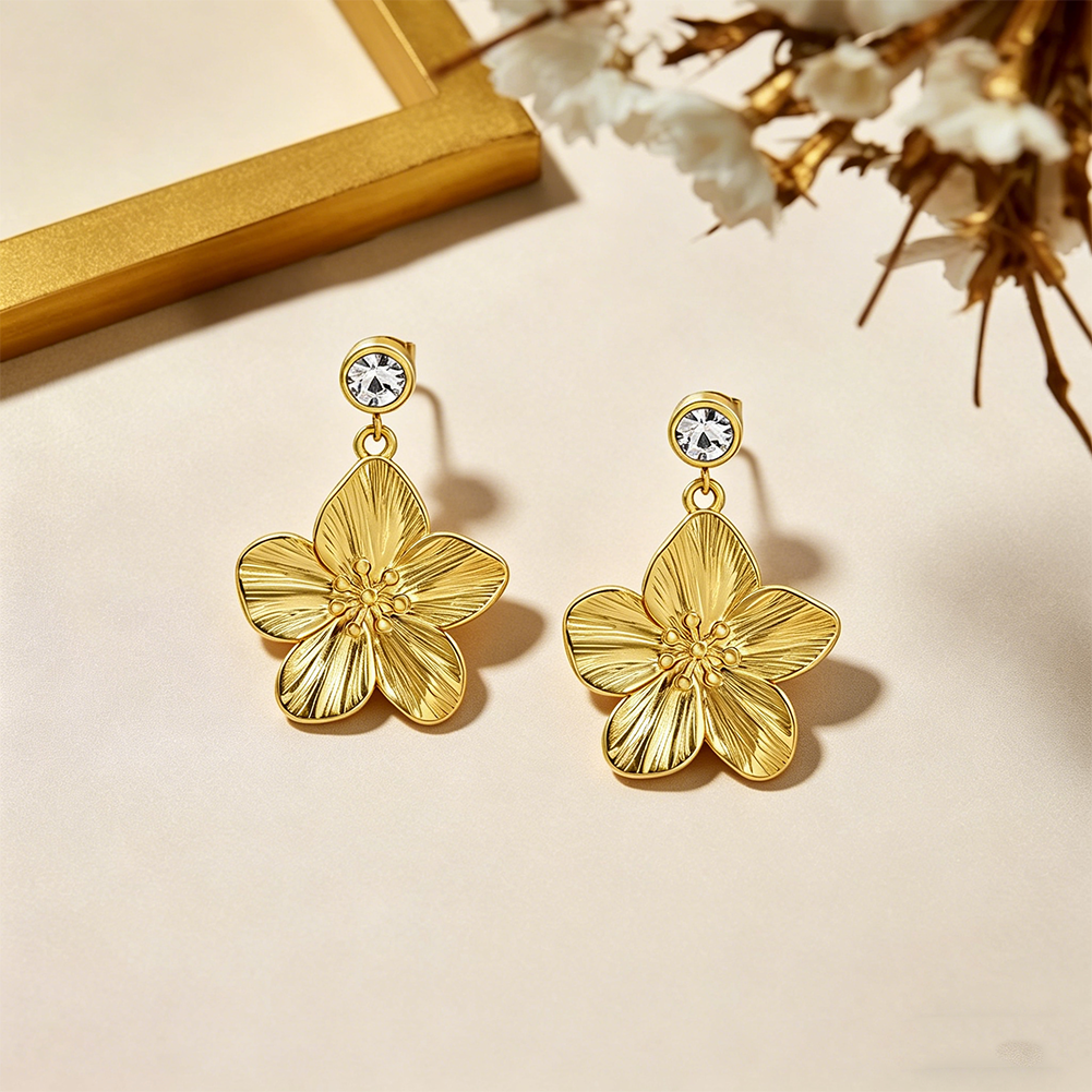 CZ Accent Floral Earrings
