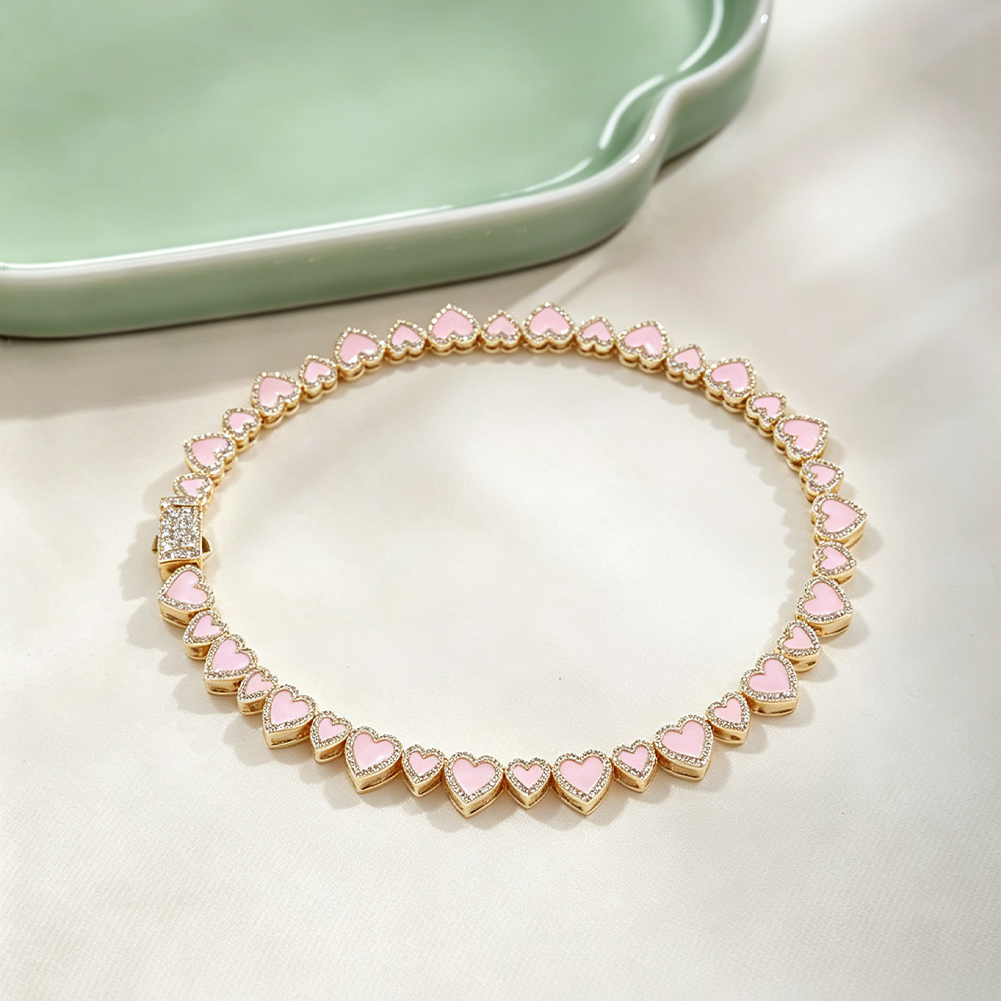 CZ Halo Heart Chain