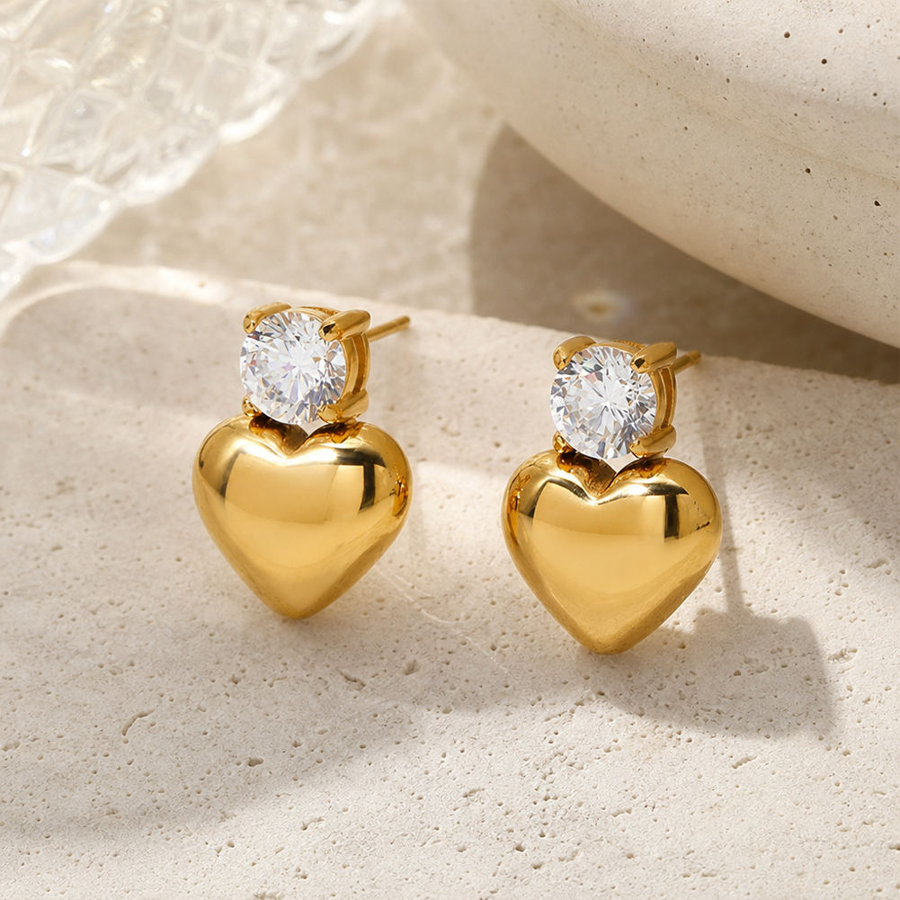 Cubic Zirconia Heart Stud Earrings1