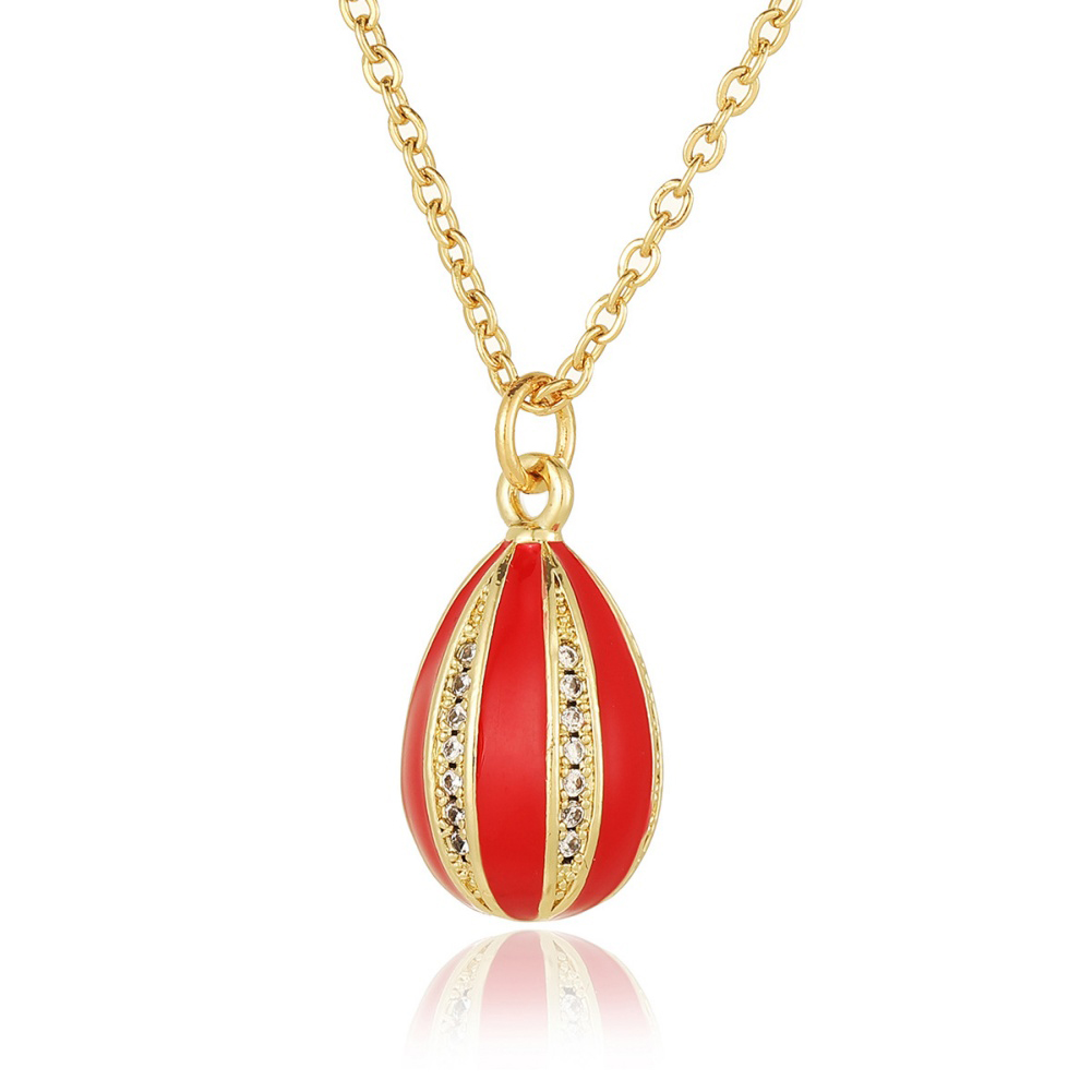 Sweet Easter Egg Pendant with Shining Rhinestones and Enameled Claw Necklace