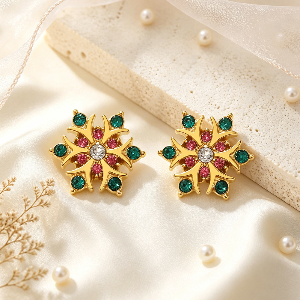 Diamond-studded snowflake earrings