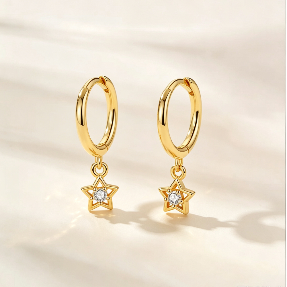 Diamond-studded star earrings
