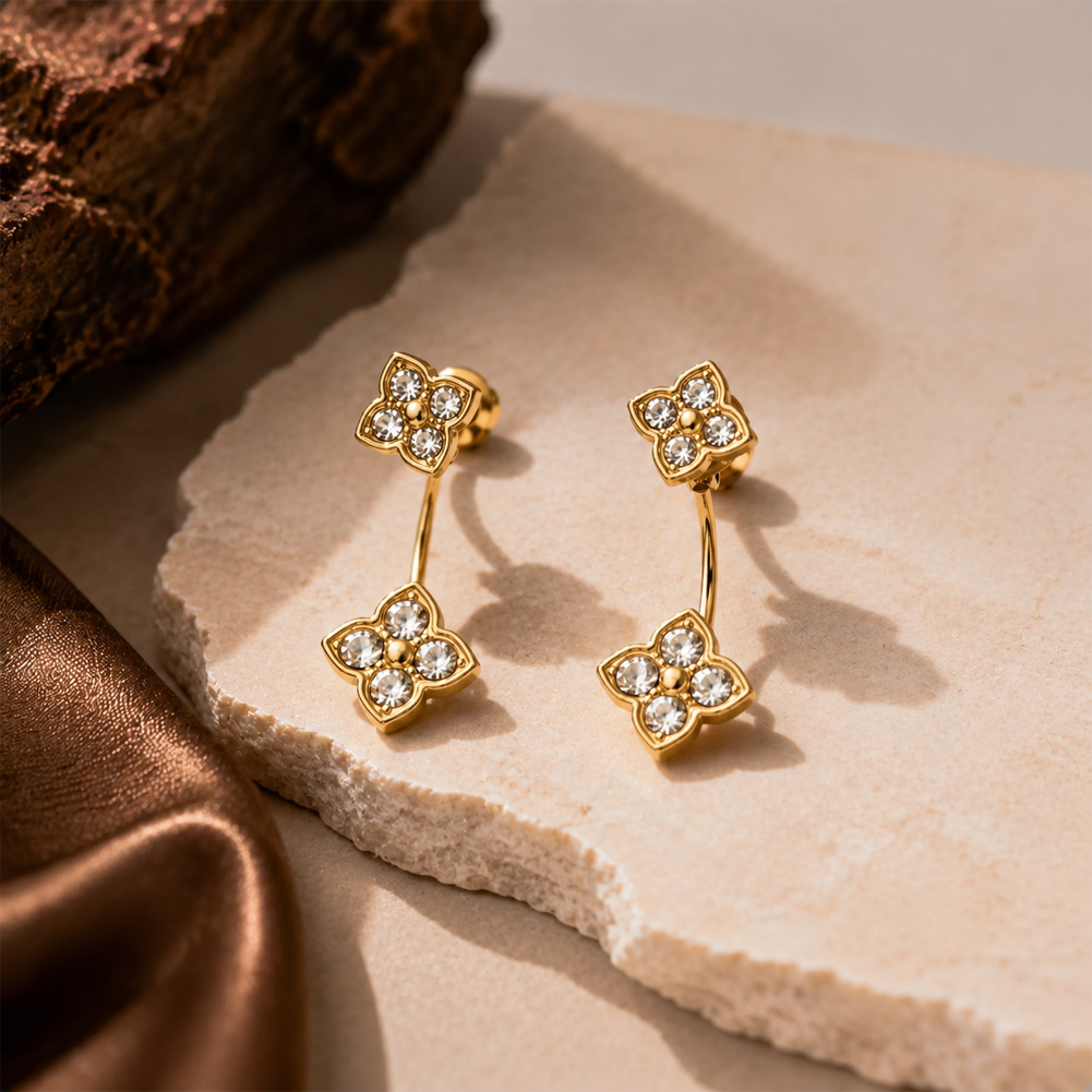 Double four-leaf clover earrings
