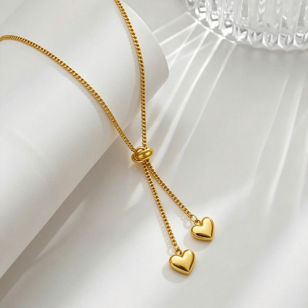 Double-layered heart-shaped necklace