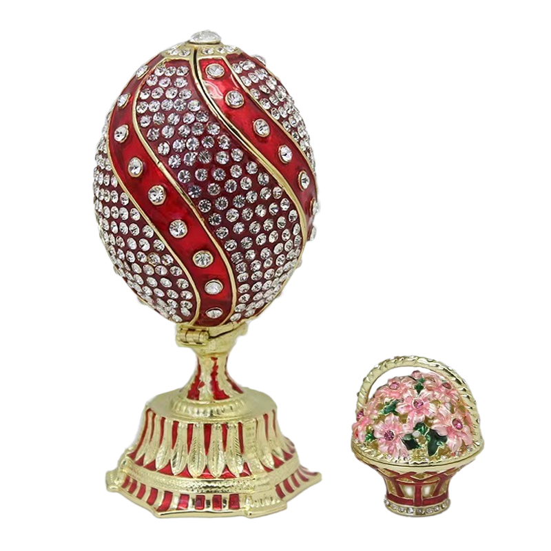 Easter Striped Flower Basket Castle Metal Industrial Family Decoration Holiday Souvenirs