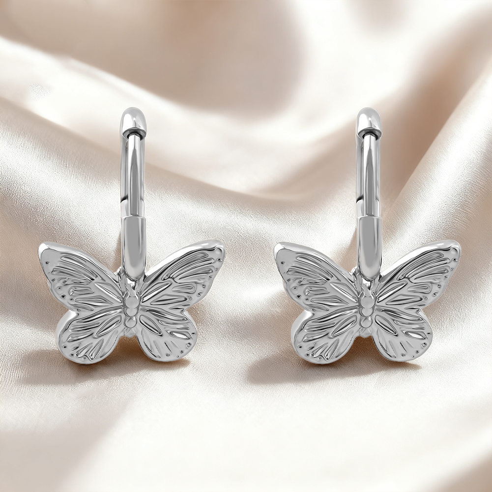 Elegant Butterfly Shaped Silver Drop Earrings