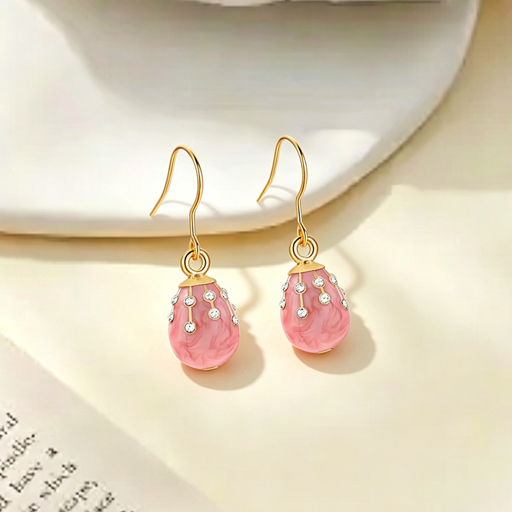 Enamel Diamond Faberge Egg Earrings