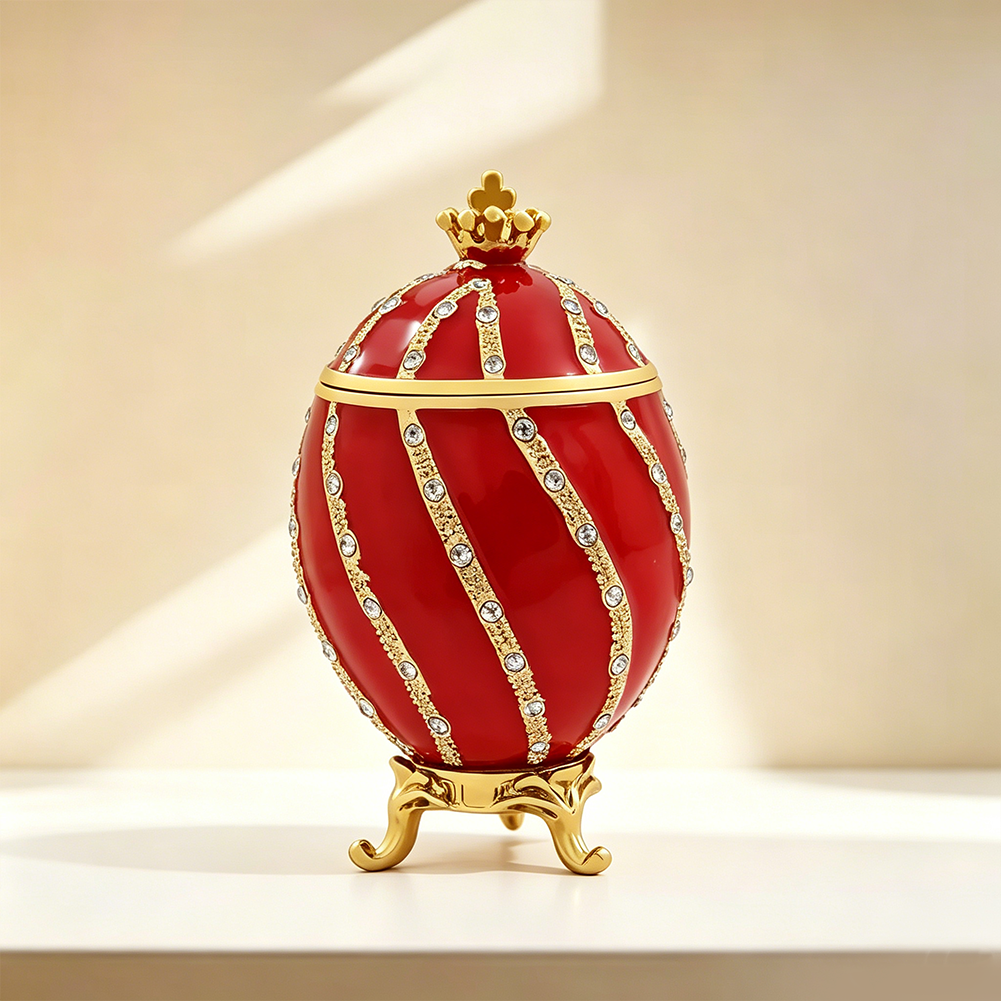 Enamel Easter Egg Crown Jewelry Box