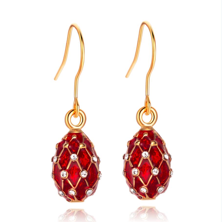China Enamel Egg Pendant Earring, Easter Egg Charm Earrings