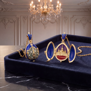 Enamel Openable Cathedral Egg Pendant Necklace