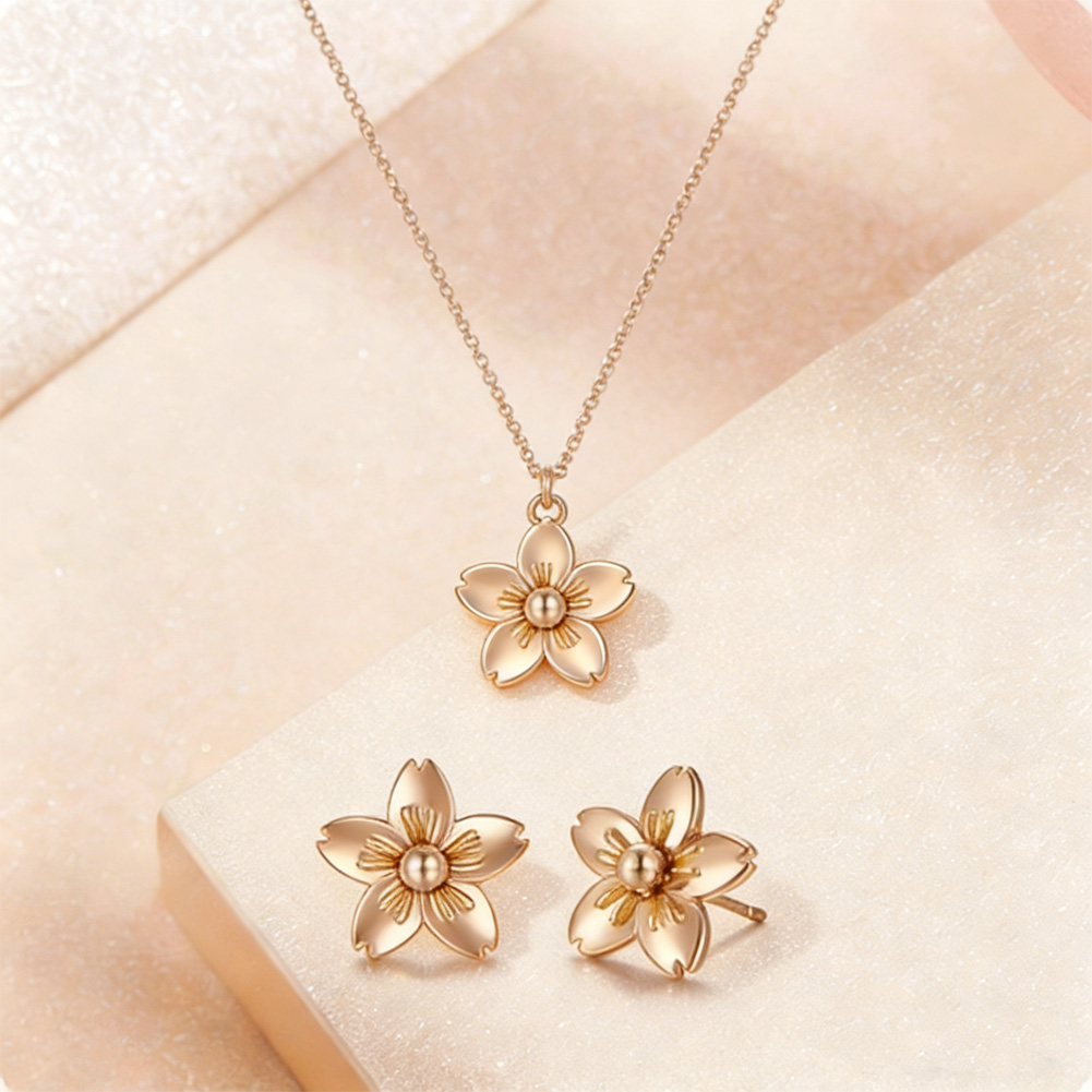 Five-petal necklace earrings