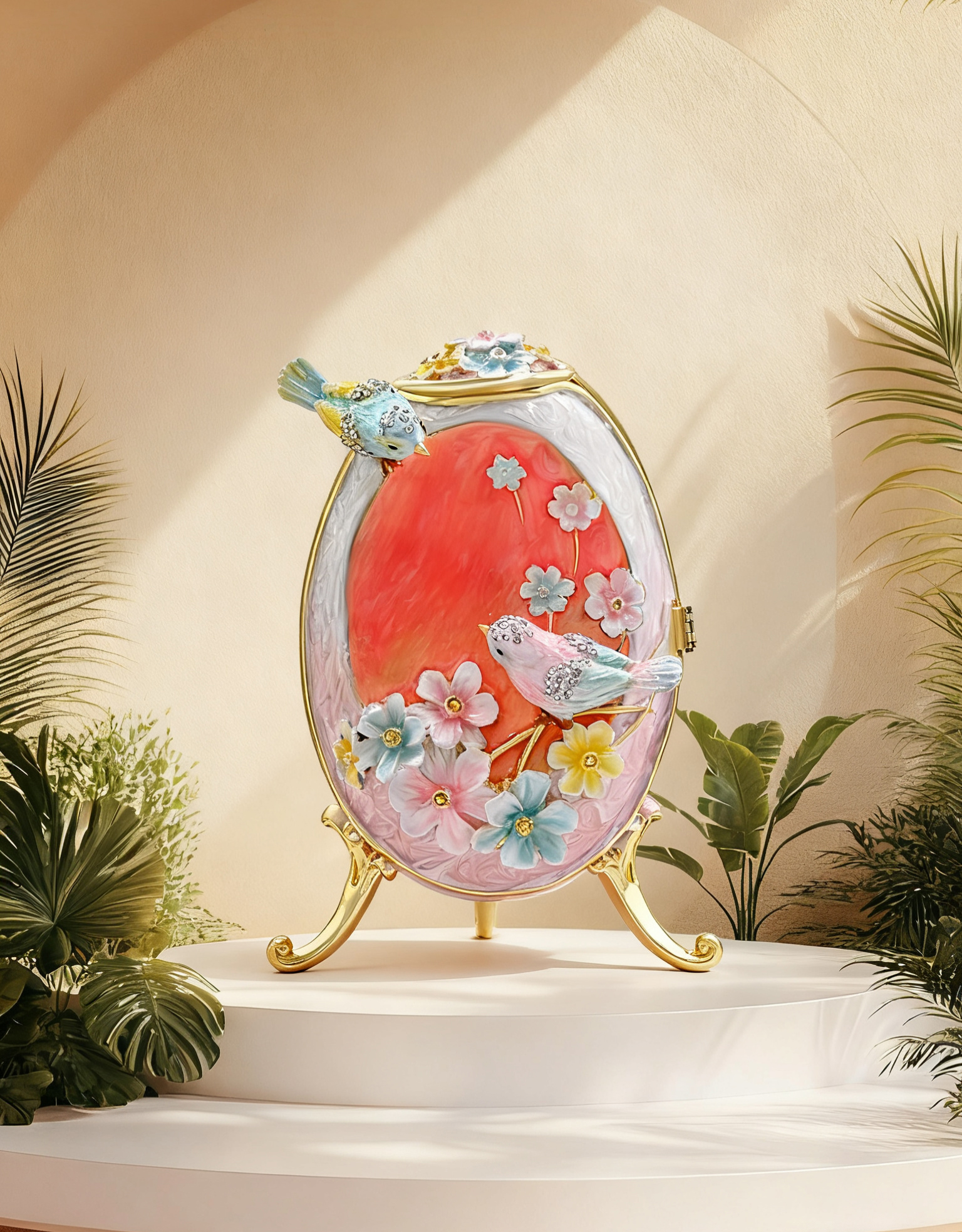 Flower and Bird Storage Jewelry Box