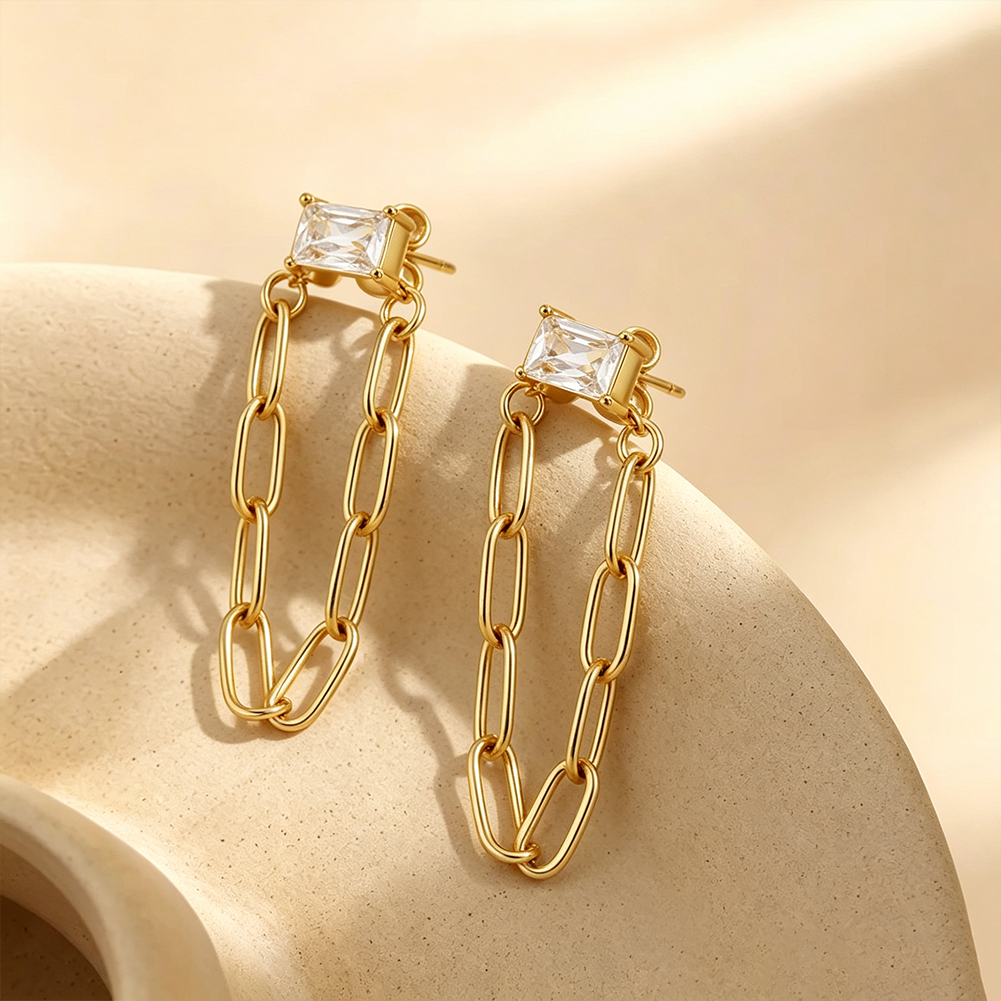 Gold CZ Earrings Warm Scene